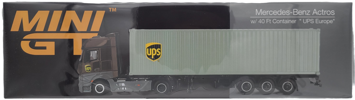 Mini GT Mercedes-Benz Actros w/ 40ft Dry Container "UPS", 1:64 scale (2024 MIJO Exclusives - Limited Edition)